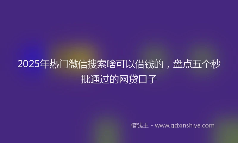 2025年热门微信搜索啥可以借钱的，盘点五个秒批通过的网贷口子