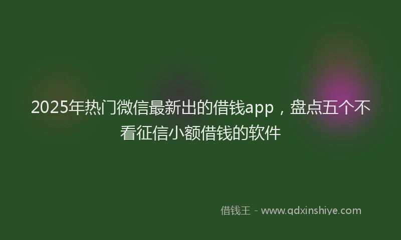 2025年热门微信最新出的借钱app，盘点五个不看征信小额借钱的软件