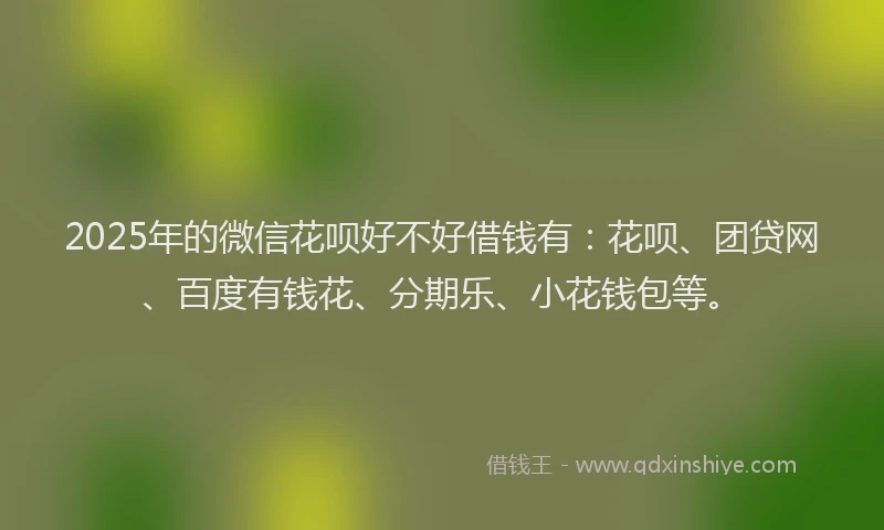 2025年的微信花呗好不好借钱有：花呗、团贷网、百度有钱花、分期乐、小花钱包等。