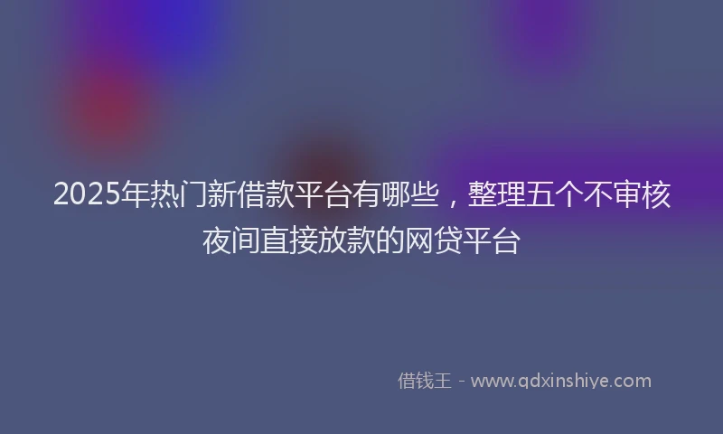 2025年热门新借款平台有哪些，整理五个不审核夜间直接放款的网贷平台