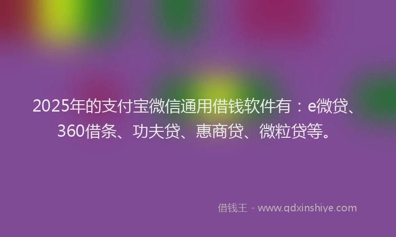 2025年的支付宝微信通用借钱软件有：e微贷、360借条、功夫贷、惠商贷、微粒贷等。