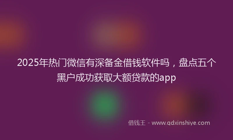 2025年热门微信有深备金借钱软件吗，盘点五个黑户成功获取大额贷款的app