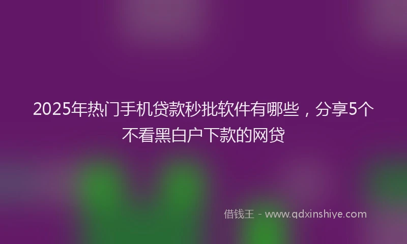 2025年热门手机贷款秒批软件有哪些，分享5个不看黑白户下款的网贷