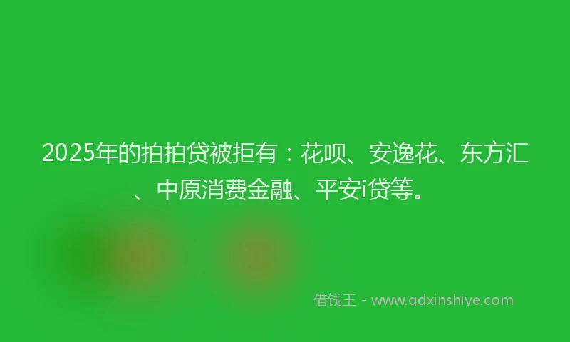 2025年的拍拍贷被拒有：花呗、安逸花、东方汇、中原消费金融、平安i贷等。