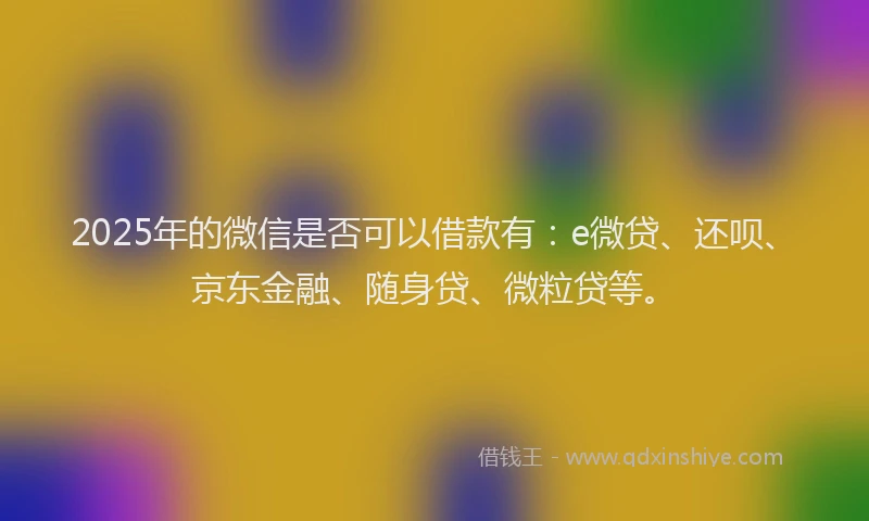 2025年的微信是否可以借款有：e微贷、还呗、京东金融、随身贷、微粒贷等。