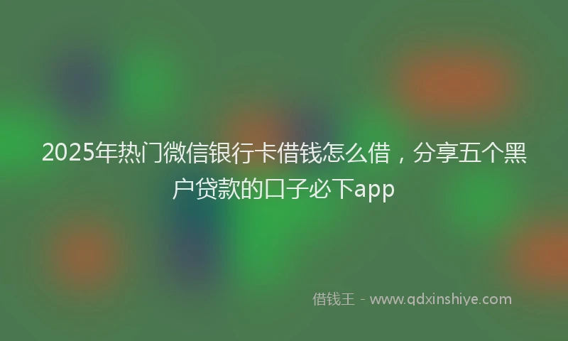 2025年热门微信银行卡借钱怎么借，分享五个黑户贷款的口子必下app