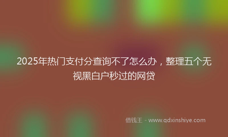 2025年热门支付分查询不了怎么办，整理五个无视黑白户秒过的网贷