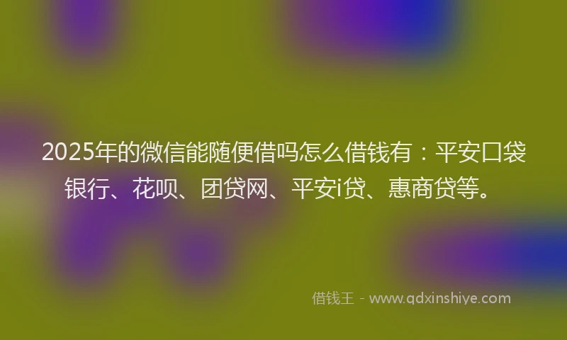 2025年的微信能随便借吗怎么借钱有：平安口袋银行、花呗、团贷网、平安i贷、惠商贷等。