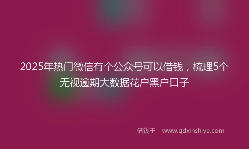 2025年热门微信有个公众号可以借钱，梳理5个无视逾期大数据花户黑户口子