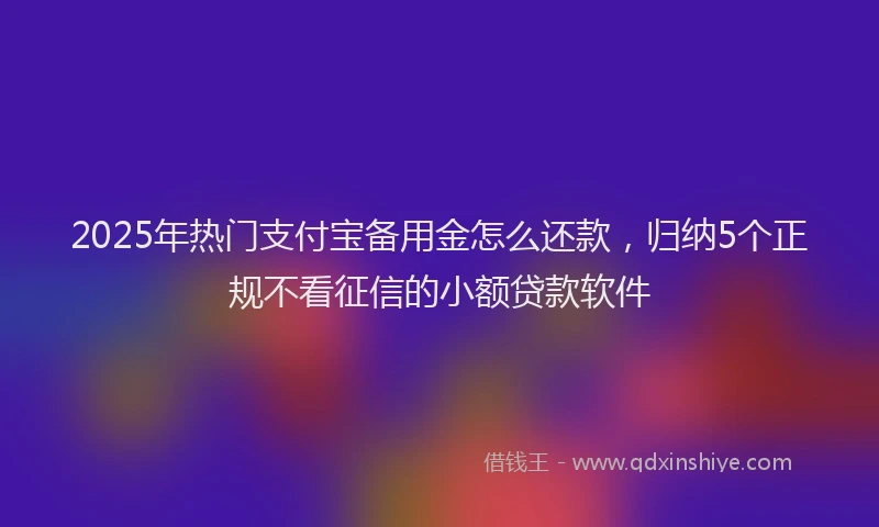 2025年热门支付宝备用金怎么还款，归纳5个正规不看征信的小额贷款软件