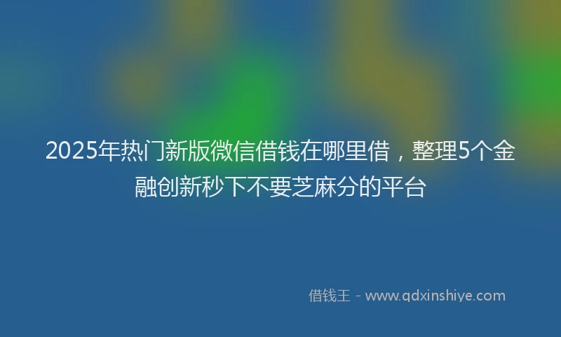 2025年热门新版微信借钱在哪里借，整理5个金融创新秒下不要芝麻分的平台