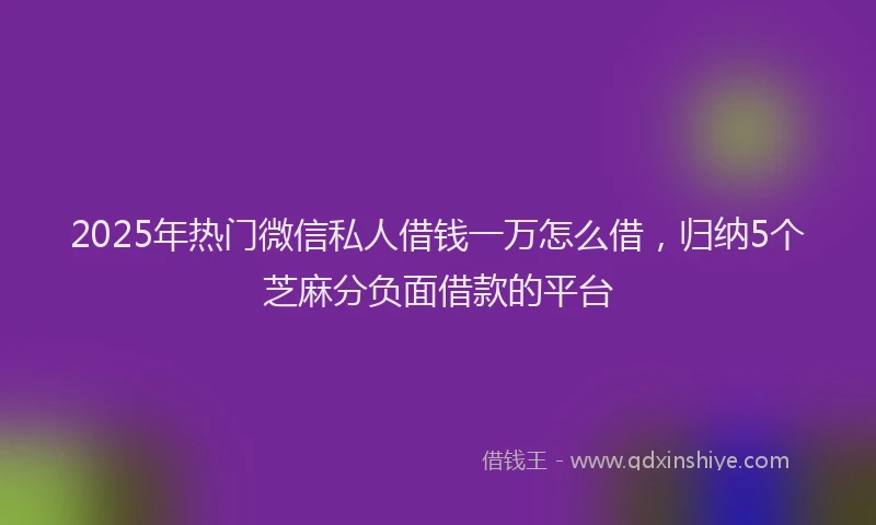 2025年热门微信私人借钱一万怎么借，归纳5个芝麻分负面借款的平台