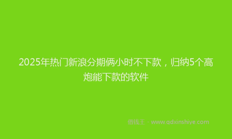 2025年热门新浪分期俩小时不下款，归纳5个高炮能下款的软件