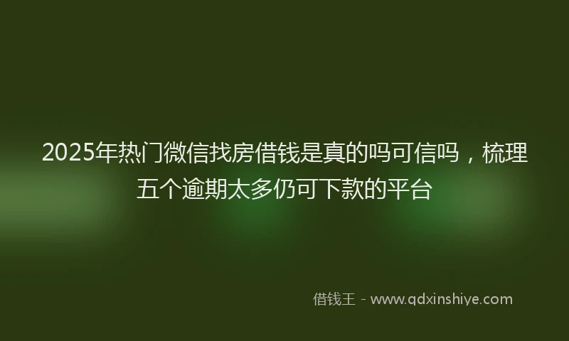 2025年热门微信找房借钱是真的吗可信吗，梳理五个逾期太多仍可下款的平台