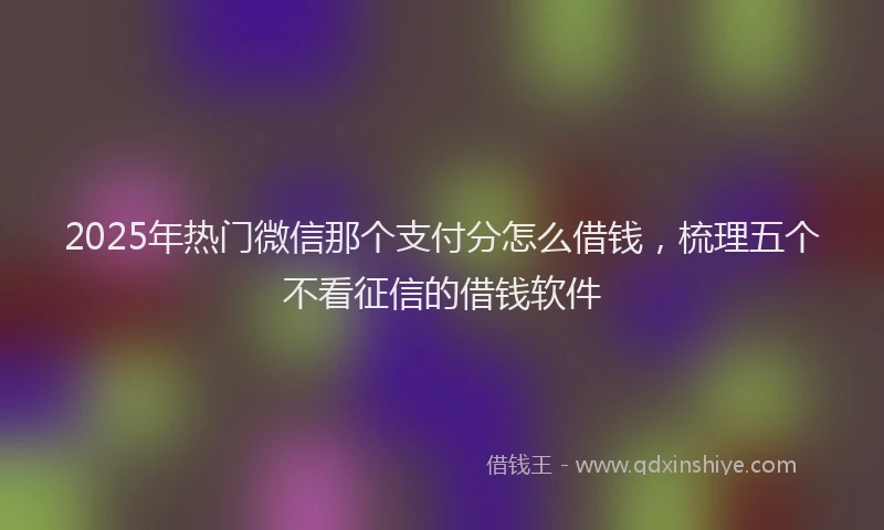 2025年热门微信那个支付分怎么借钱，梳理五个不看征信的借钱软件