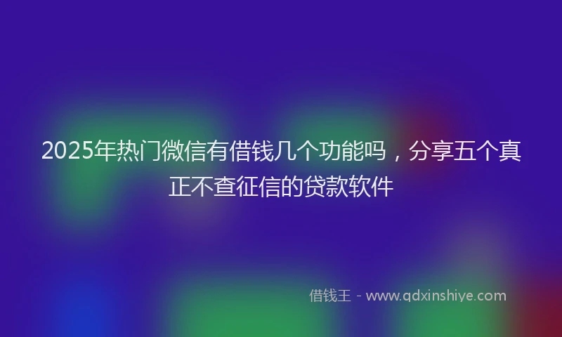 2025年热门微信有借钱几个功能吗，分享五个真正不查征信的贷款软件