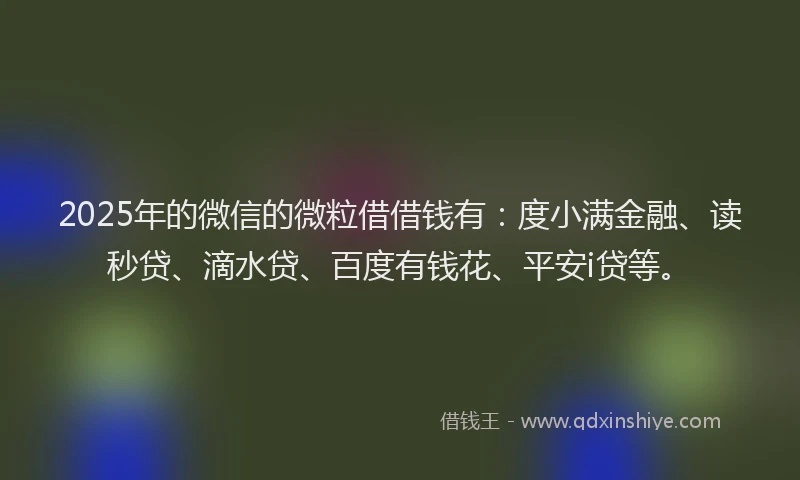 2025年的微信的微粒借借钱有：度小满金融、读秒贷、滴水贷、百度有钱花、平安i贷等。