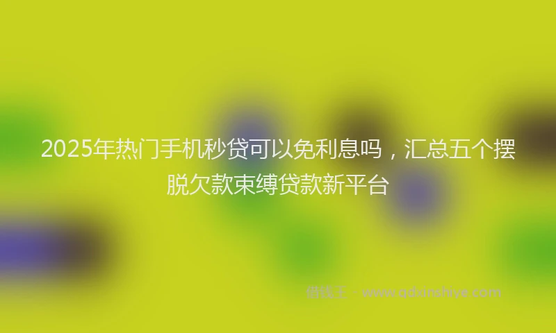 2025年热门手机秒贷可以免利息吗，汇总五个摆脱欠款束缚贷款新平台
