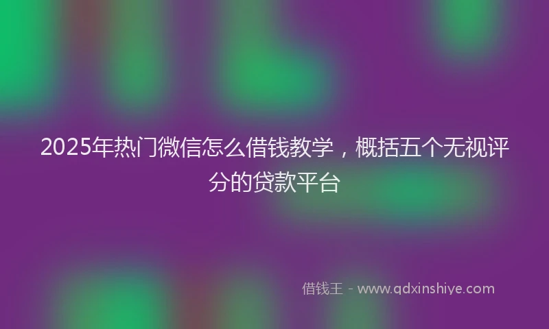 2025年热门微信怎么借钱教学，概括五个无视评分的贷款平台