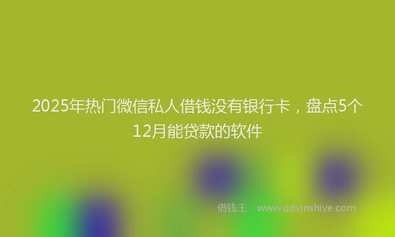 2025年热门微信私人借钱没有银行卡，盘点5个12月能贷款的软件