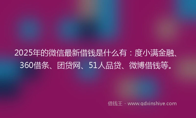 2025年的微信最新借钱是什么有：度小满金融、360借条、团贷网、51人品贷、微博借钱等。