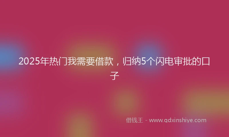 2025年热门我需要借款，归纳5个闪电审批的口子