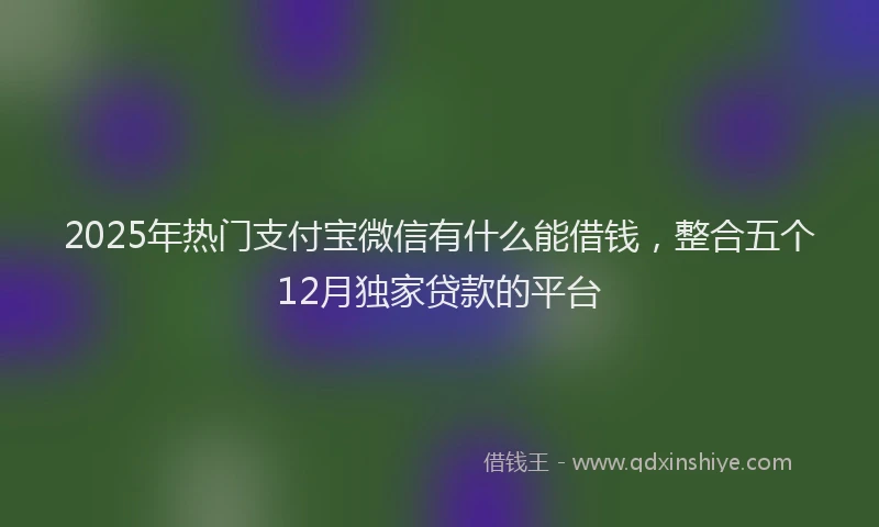 2025年热门支付宝微信有什么能借钱，整合五个12月独家贷款的平台