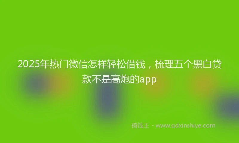 2025年热门微信怎样轻松借钱，梳理五个黑白贷款不是高炮的app