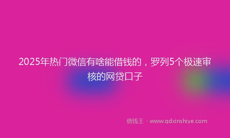 2025年热门微信有啥能借钱的，罗列5个极速审核的网贷口子