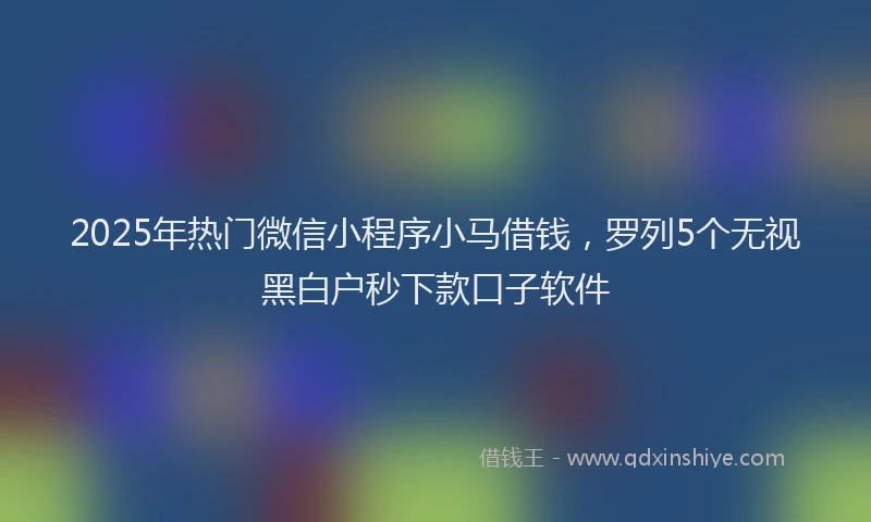 2025年热门微信小程序小马借钱，罗列5个无视黑白户秒下款口子软件