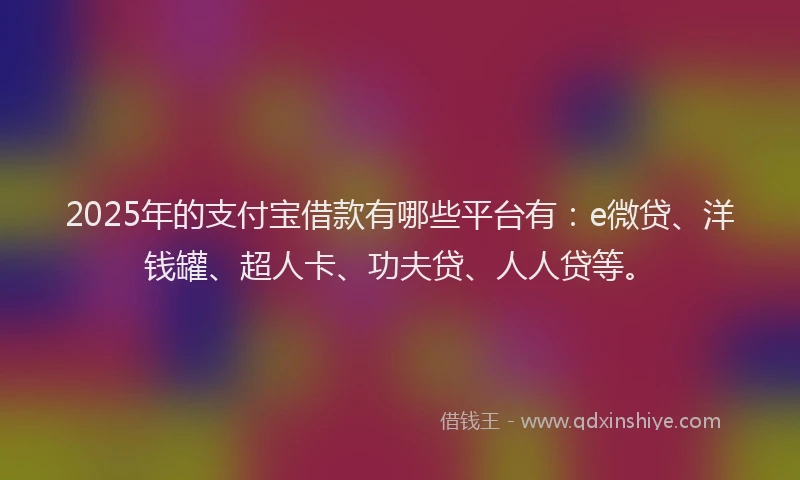 2025年的支付宝借款有哪些平台有：e微贷、洋钱罐、超人卡、功夫贷、人人贷等。