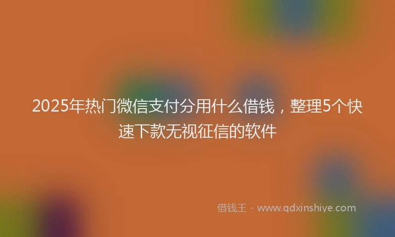 2025年热门微信支付分用什么借钱，整理5个快速下款无视征信的软件