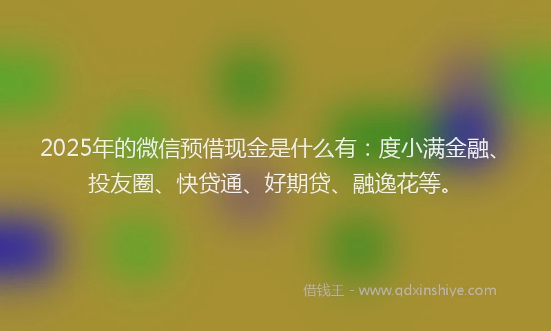 2025年的微信预借现金是什么有：度小满金融、投友圈、快贷通、好期贷、融逸花等。