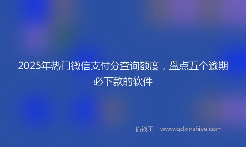 2025年热门微信支付分查询额度，盘点五个逾期必下款的软件