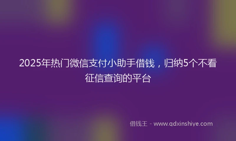 2025年热门微信支付小助手借钱，归纳5个不看征信查询的平台