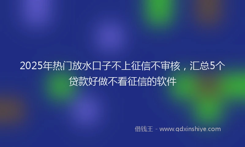 2025年热门放水口子不上征信不审核，汇总5个贷款好做不看征信的软件