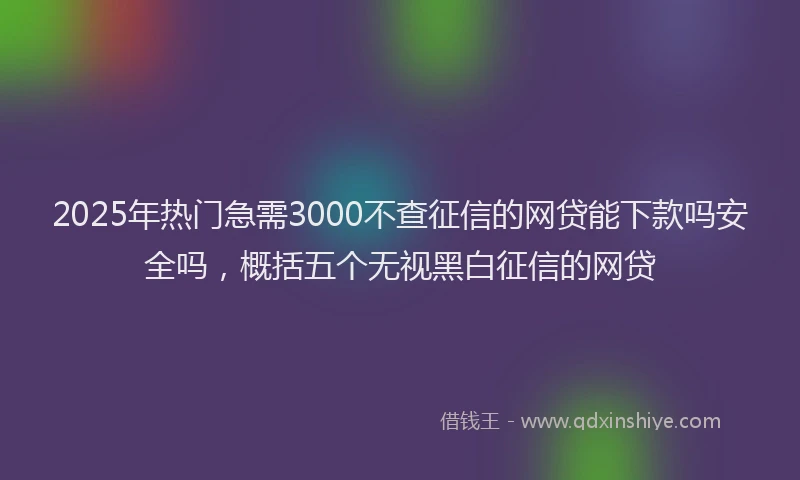 2025年热门急需3000不查征信的网贷能下款吗安全吗，概括五个无视黑白征信的网贷