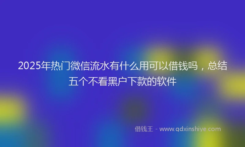 2025年热门微信流水有什么用可以借钱吗，总结五个不看黑户下款的软件