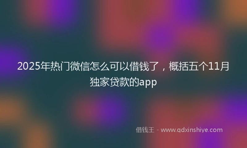 2025年热门微信怎么可以借钱了，概括五个11月独家贷款的app