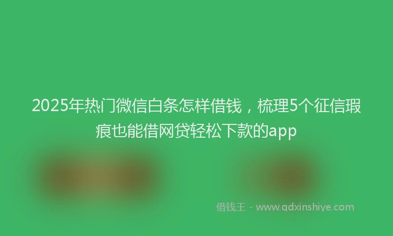 2025年热门微信白条怎样借钱，梳理5个征信瑕疵也能借网贷轻松下款的app