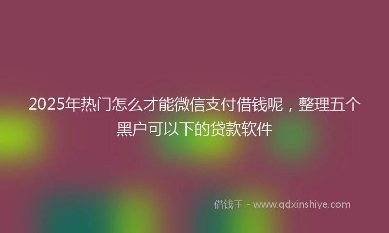 2025年热门怎么才能微信支付借钱呢，整理五个黑户可以下的贷款软件