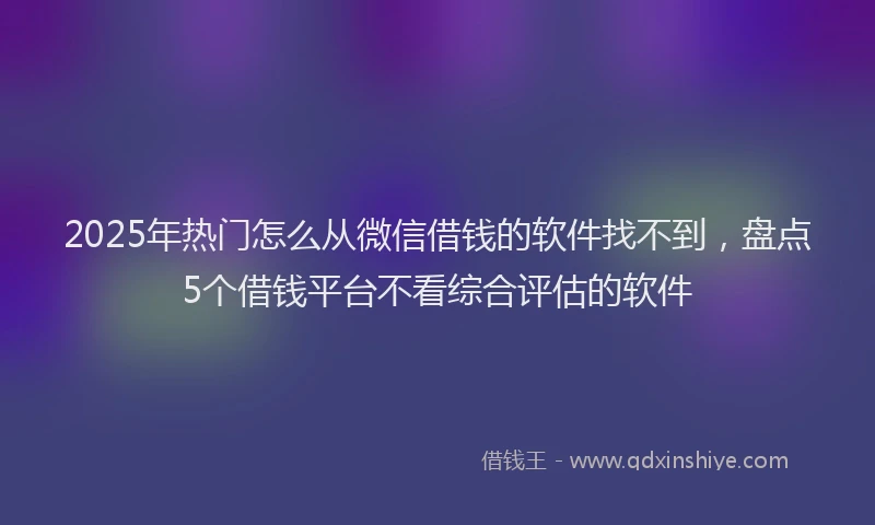 2025年热门怎么从微信借钱的软件找不到，盘点5个借钱平台不看综合评估的软件