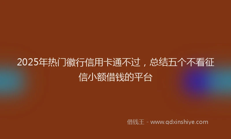 2025年热门徽行信用卡通不过，总结五个不看征信小额借钱的平台
