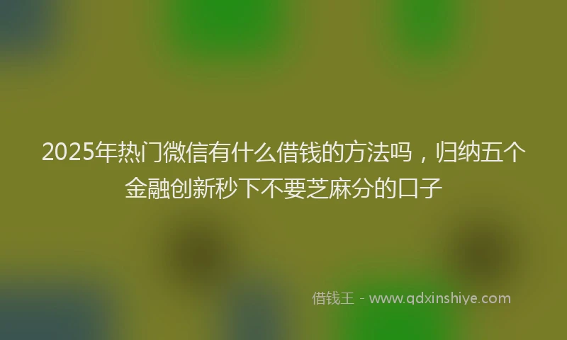 2025年热门微信有什么借钱的方法吗，归纳五个金融创新秒下不要芝麻分的口子