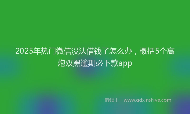 2025年热门微信没法借钱了怎么办，概括5个高炮双黑逾期必下款app