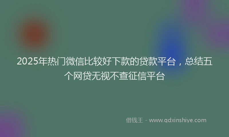 2025年热门微信比较好下款的贷款平台，总结五个网贷无视不查征信平台