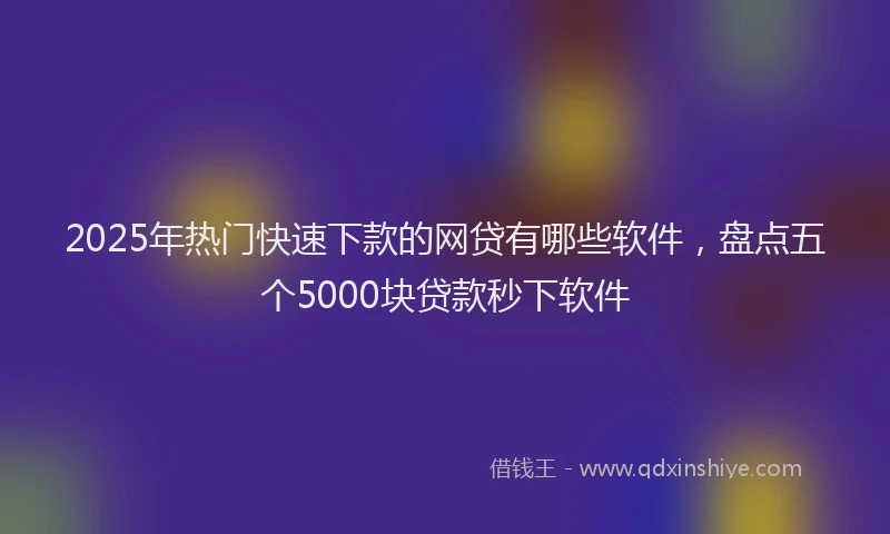 2025年热门快速下款的网贷有哪些软件，盘点五个5000块贷款秒下软件