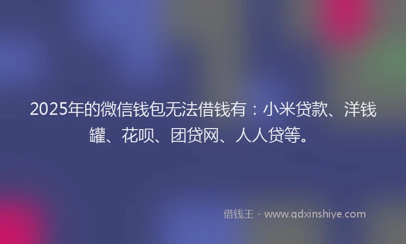 2025年的微信钱包无法借钱有：小米贷款、洋钱罐、花呗、团贷网、人人贷等。