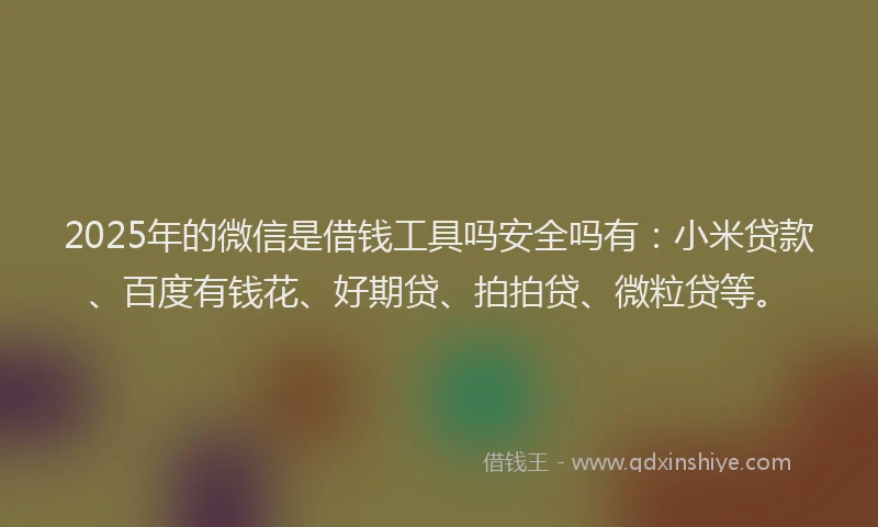 2025年的微信是借钱工具吗安全吗有：小米贷款、百度有钱花、好期贷、拍拍贷、微粒贷等。