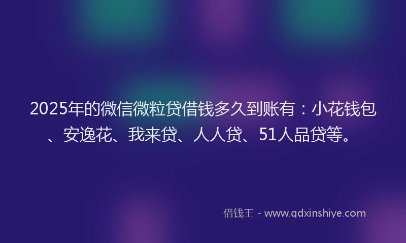 2025年的微信微粒贷借钱多久到账有：小花钱包、安逸花、我来贷、人人贷、51人品贷等。